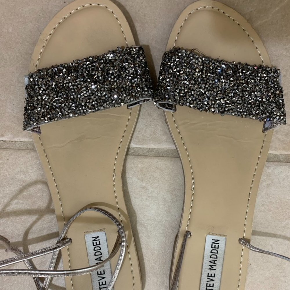 Steve Madden Metallic Silver Strappy Sandals